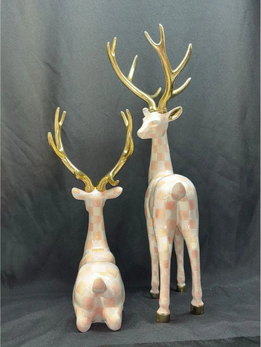 MacKenzie- Childs Set of 2 Check Deer